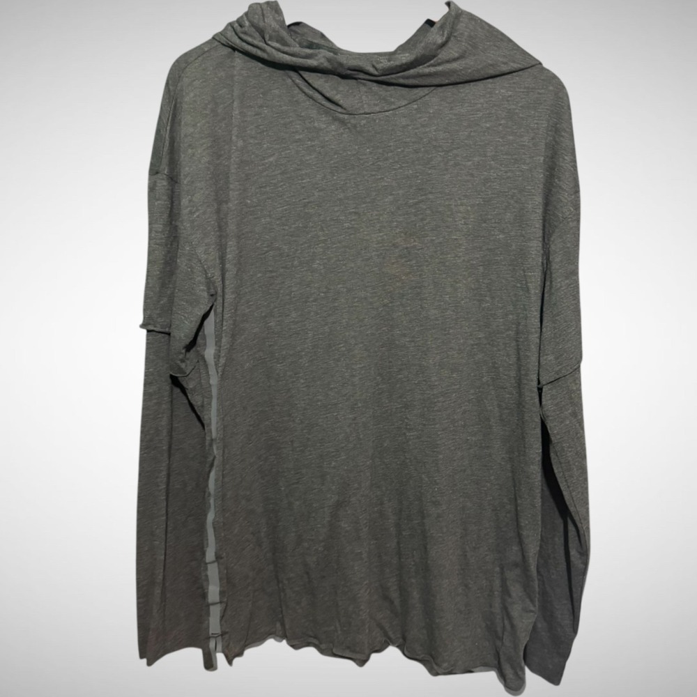 Alo Yoga Hoodie Mens XL Solid Black Gray Pre Owned Pull Over Double Sleeve